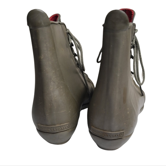 Loeffler Randall Grey Lace Up Rubber Rain Boots Preowned Size 10 Ladies - Picture 3 of 16